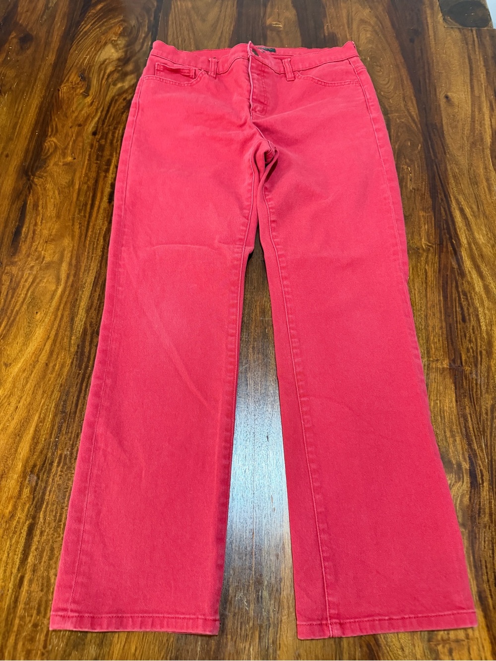 Lauren Ralph Lauren Red Jeans 12P Petite Straight Leg Stretch Denim LRL